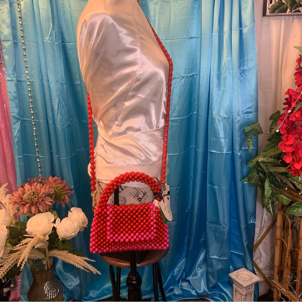 ❤️Price Drop❤️Kate Spade Red and Pink Mini Bag with Beaded Design - Picture 7 of 9